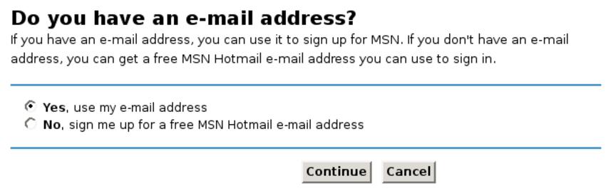 MSN sign in with previous email