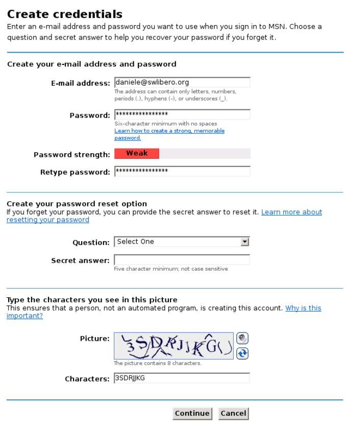 MSN sign in credentials